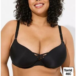 Torrid Black Underwire Bra Collection Coquette 46C Strappy Push-up Lift Nwot